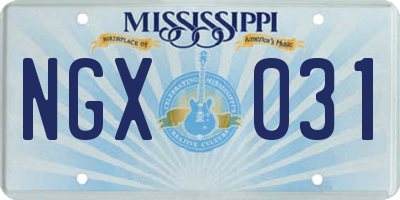 MS license plate NGX031