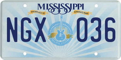 MS license plate NGX036