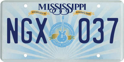MS license plate NGX037