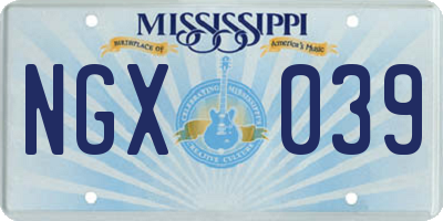 MS license plate NGX039