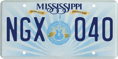 MS license plate NGX040