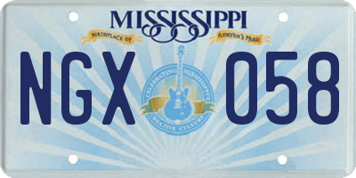 MS license plate NGX058