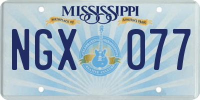 MS license plate NGX077