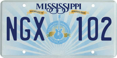 MS license plate NGX102