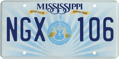 MS license plate NGX106