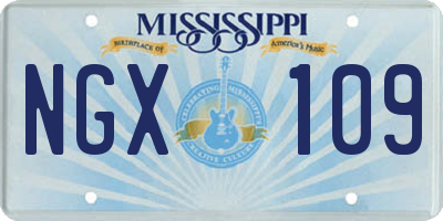 MS license plate NGX109