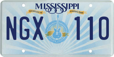 MS license plate NGX110