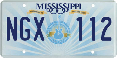MS license plate NGX112
