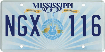 MS license plate NGX116