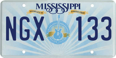 MS license plate NGX133
