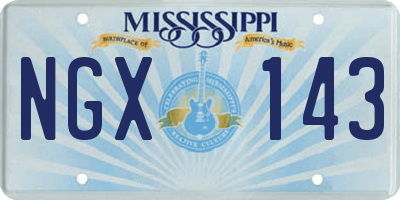 MS license plate NGX143