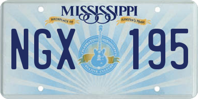 MS license plate NGX195