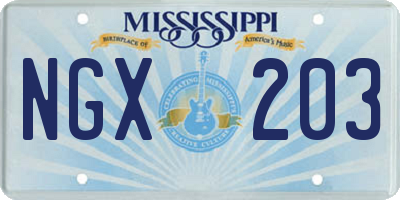 MS license plate NGX203