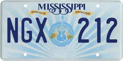 MS license plate NGX212
