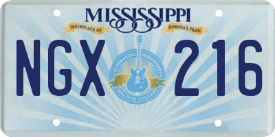MS license plate NGX216