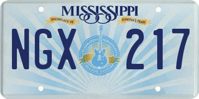 MS license plate NGX217