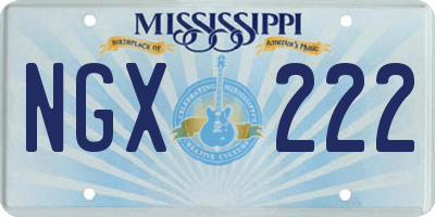 MS license plate NGX222