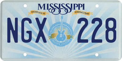 MS license plate NGX228