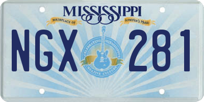 MS license plate NGX281