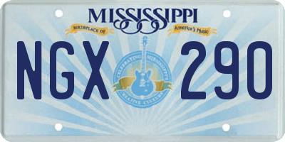 MS license plate NGX290