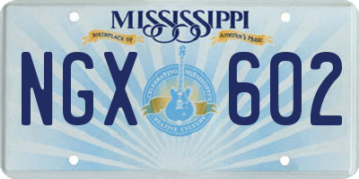 MS license plate NGX602