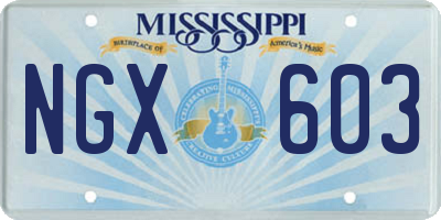 MS license plate NGX603