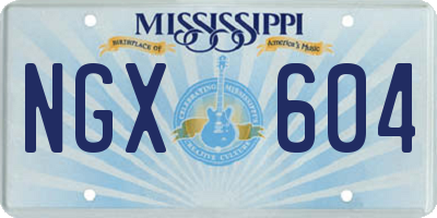 MS license plate NGX604