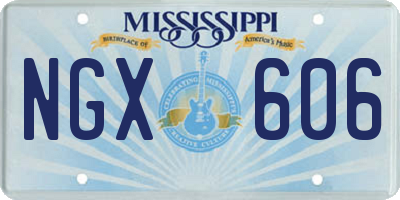 MS license plate NGX606