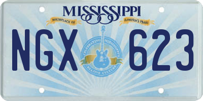 MS license plate NGX623