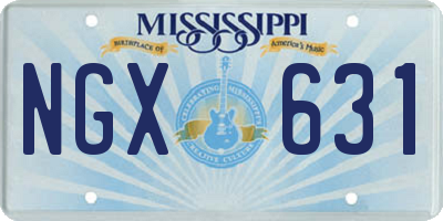 MS license plate NGX631