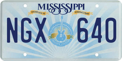 MS license plate NGX640