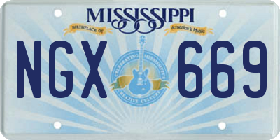 MS license plate NGX669