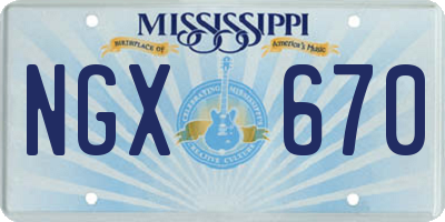 MS license plate NGX670