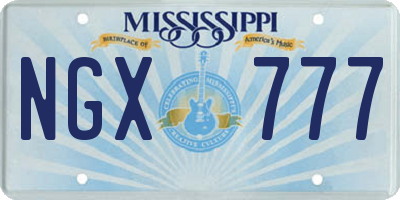 MS license plate NGX777
