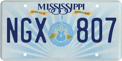 MS license plate NGX807