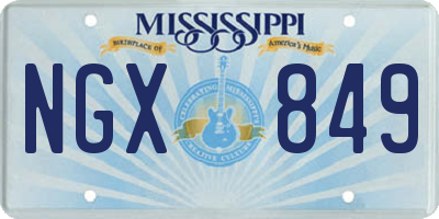 MS license plate NGX849