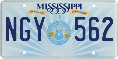 MS license plate NGY562