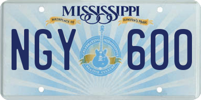 MS license plate NGY600