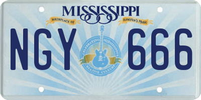 MS license plate NGY666