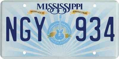 MS license plate NGY934