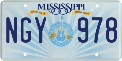 MS license plate NGY978