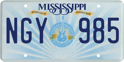MS license plate NGY985