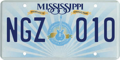 MS license plate NGZ010