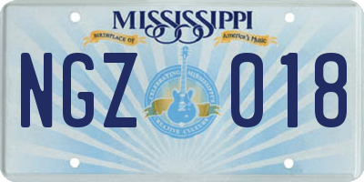 MS license plate NGZ018
