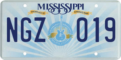MS license plate NGZ019