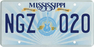 MS license plate NGZ020