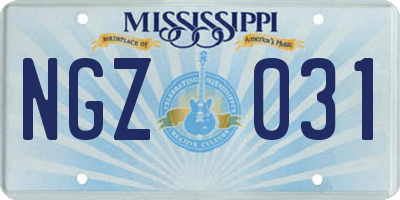 MS license plate NGZ031
