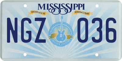 MS license plate NGZ036
