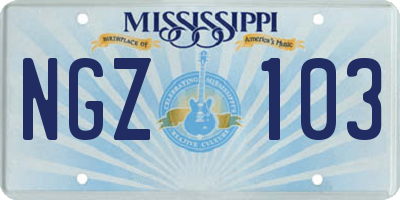 MS license plate NGZ103