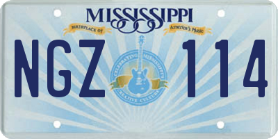MS license plate NGZ114